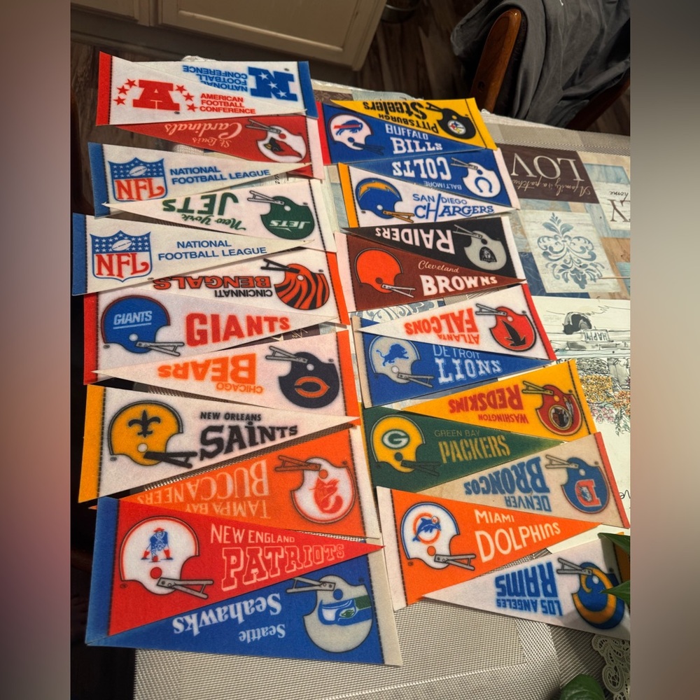 Vintage NFL Team Logo Felt Flags